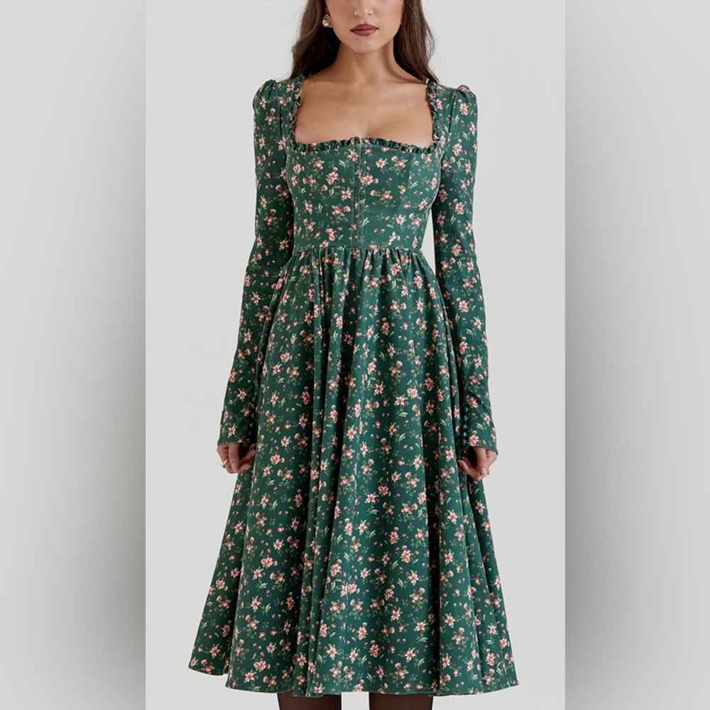 House of CB Green Floral High-Low Dress